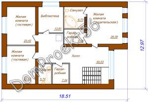 Plan 2-go et  2-h etajniy  dom s garajom na 4 avto